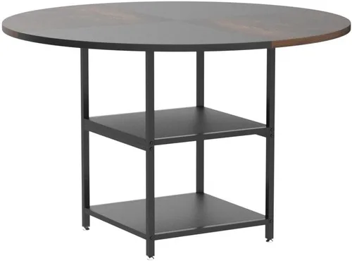 Vista 5 de Tribesigns Mesa de comedor redonda de 47 pulgadas para 4 personas, mesas de comedor circulares con estantes de almacenamiento y parte superior