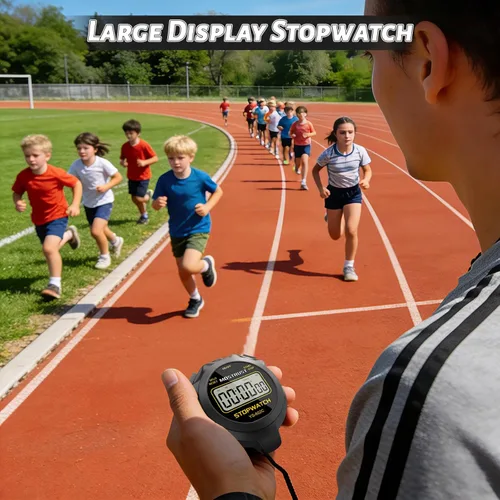 Vista 5 de Digital Simple Stopwatch, 1/30 Lap Basic Stopwatch, No Bells, No Clock, No Alarm, Silent, Child Friendly, ON/Off for Swimming Coaches Kids
