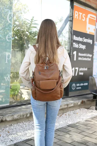 Vista 2 de Mochila de moda para mujer, impermeable, bolsa de viaje, bolsa de hombro convertible para mujer