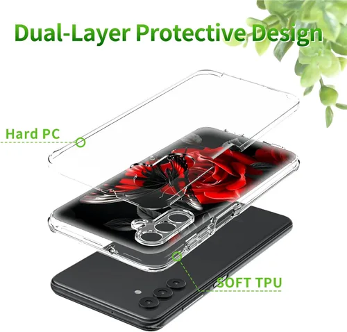 Vista 78 de Funda transparente para Samsung A15 5G de 6.5 pulgadas, doble capa protectora a prueba de golpes de PC transparente de silicona suave