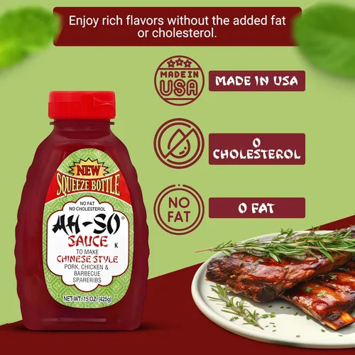 Vista 3 de Ah-So - Salsa barbacoa de estilo chino, botella exprimible de 15 onzas de costilla roja – Adobo de costilla de repuesto dulce y picante para cerdo