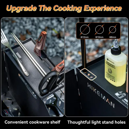 Vista 7 de HIKEAMN - Parabrisas plegable para estufa de gas para exteriores, bloqueador de viento de campamento, parabrisas de cocina con una bolsa