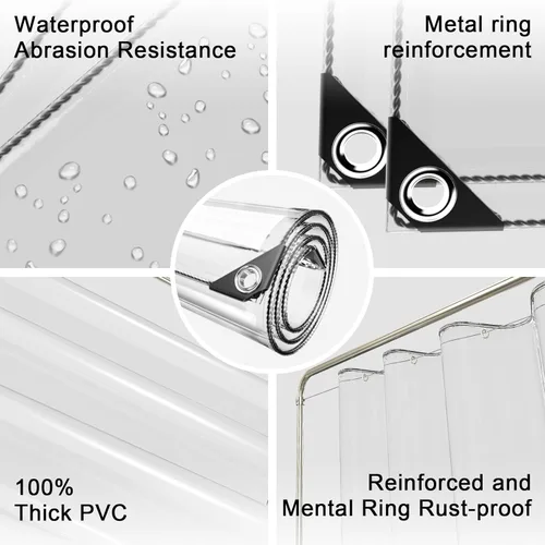Vista 5 de Lona impermeable transparente de 10 x 13 pies, lona de PVC de 11.8 mil con ojales y brida para cables, cubierta de servicio pesado resistente a