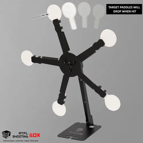 Vista 2 de Atflbox Restablecimiento y rotación del soporte de objetivo de tiro de metal con 5 placas de acero para pistolas Airsoft BB Gun (Star Star Plus)