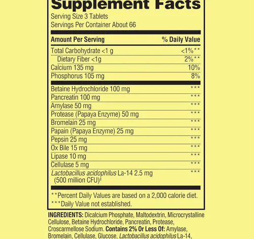 Vista 2 de Spring Valley - Comprimidos probióticos de fórmula digestiva multienzima, 200 unidades, una mezcla completa de probióticos y enzimas digestivas