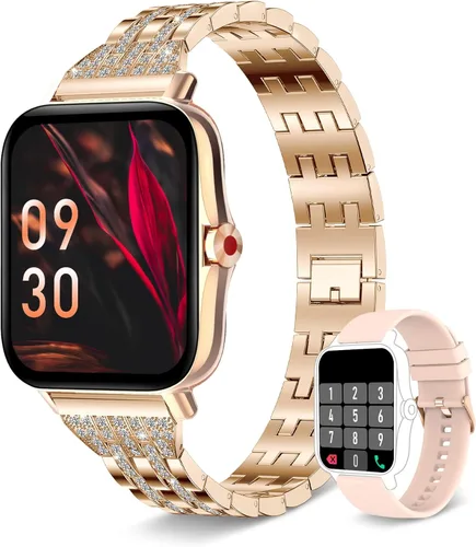 Vista 8 de Iaret Relojes inteligentes para mujer (respuesta/hacer llamadas), reloj inteligente para teléfonos Android iPhone, pantalla táctil HD de 1.7