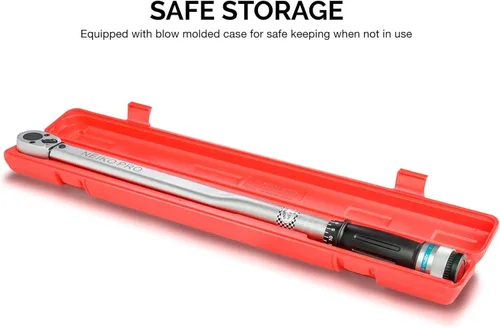 Vista 7 de Neiko PRO 03709B Llave dinamométrica de 1/2 pulgada, llave dinamométrica de clic ajustable de 25 pulgadas, fabricada con acero de cromo vanadio CrV