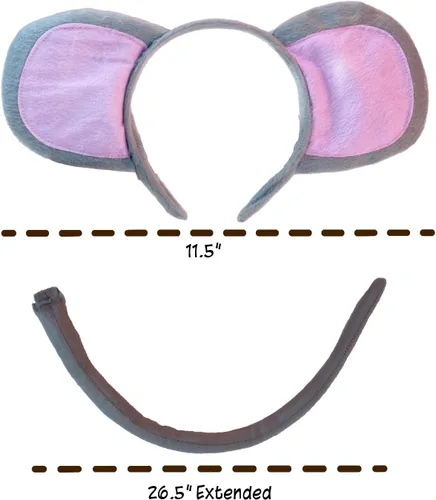 Vista 5 de Squirrel Products Juego de accesorios para disfraz de diadema de ratón y orejas - Se adapta a adultos y niños