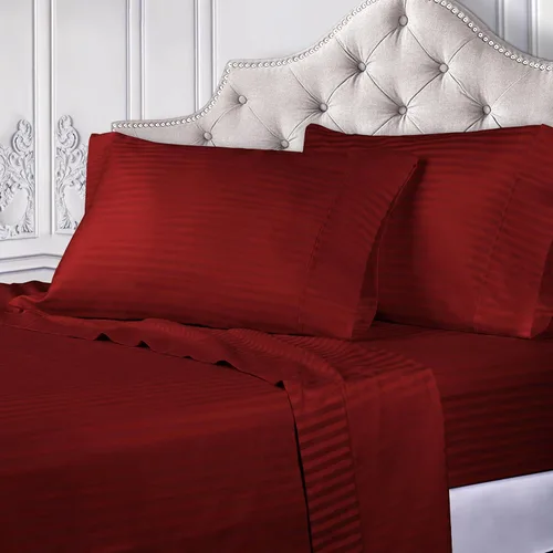 Vista 8 de Superior Juego de sábanas de algodón egipcio de 400 hilos, 1 sábana bajera elástica con bolsillo profundo, 1 sábana encimera, 1 funda de almohada