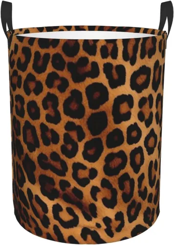 Cool Cheetah Leopard print Circular Hamper Waterproof Storage Bin Organizer Basket Laundry Hamper With Handles For Clothes Toys Small