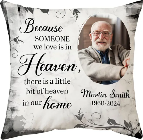 Vista 32 de Hyturtle Almohada conmemorativa personalizada de condolencias con inserto de 12 x 12 pulgadas, regalos impresos de doble cara para la pérdida de un
