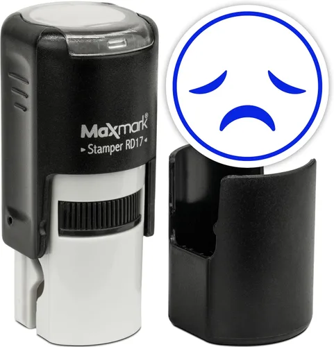 Vista 98 de MaxMark Sello de Emoji Autoentintado Redondo - Enojada - Tinta Negra