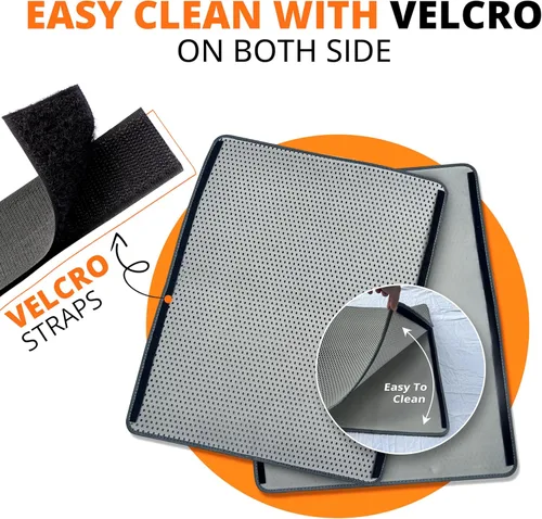 Vista 2 de Tapete de arena para gatos, diseño de panal de abeja de doble capa, a prueba de orina y agua, control de dispersión, más fácil de limpiar, alfombra