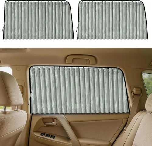 Vista 17 de ZATOOTO Cortinas para ventana de automóvil, 2 fundas de protección lateral de seda negra para proteger la parte trasera del automóvil, parasol