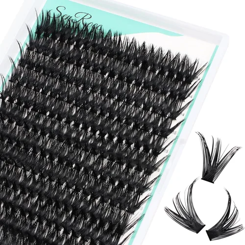 Vista 10 de Extensiones de pestañas individuales de bricolaje 20D+40D, 0.354-0.630 in, 280 unidades, pestañas en racimo D, aspecto natural, bandeja mixta