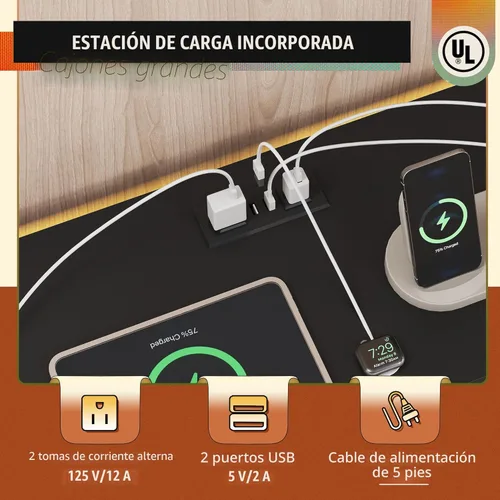 Vista 6 de WLIVE Cómoda de 12 cajones para dormitorio, soporte de TV negro para TV de 65, 70, 75 pulgadas con luz LED y estación de carga, cómoda ancha