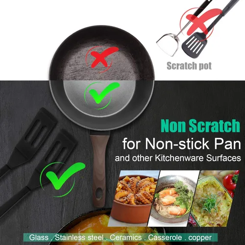 Vista 4 de Mini espátula para servir brownie, flexible, antiadherente, de silicona, resistente al calor, espátula ranurada para huevos en sartén pequeña, masa