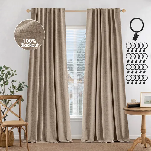 Vista 23 de MIULEE Cortinas 100% opacas de 84 pulgadas de largo, juego de 2 paneles para dormitorio, pestaña trasera, sala de estar, oscurecimiento completo