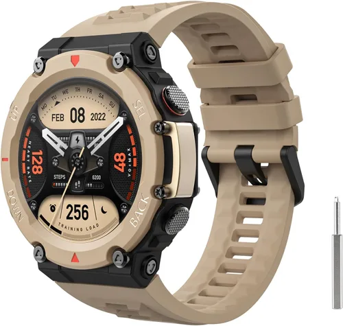 Vista 9 de MoKo Correa de reloj compatible con Amazfit T-Rex 2 reloj inteligente GPS para exteriores, correa de repuesto de silicona suave con destornillador