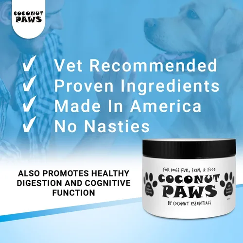 Vista 5 de Coconut Paws Aceites orgánicos para piel, cabello, orejas, dientes y uñas de perros, aceite de coco orgánico prensado en frío sin refinar, aceite