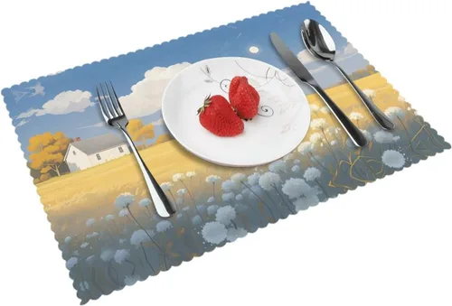 Vista 13 de Rectangular Placemats Set of 4, Heat Resistant Bear Printed Kitchen Dining Table Mats
