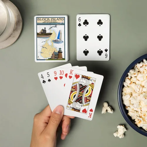 Vista 2 de Lantern Press Block Island, Rhode Island, Tabla náutica (52 cartas de juego, baraja de cartas de tamaño póquer con comodinos)