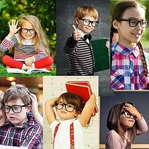 Vista 5 de Boolavard Gafas de nerd Gafas de moda falsas para niños Gafas de disfraz para Halloween o cosplay de 4 a 12 años