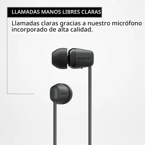 Vista 6 de Sony WI-C100 - Auriculares inalámbricos Bluetooth con micrófono integrado, color negro, (paquete de 2)
