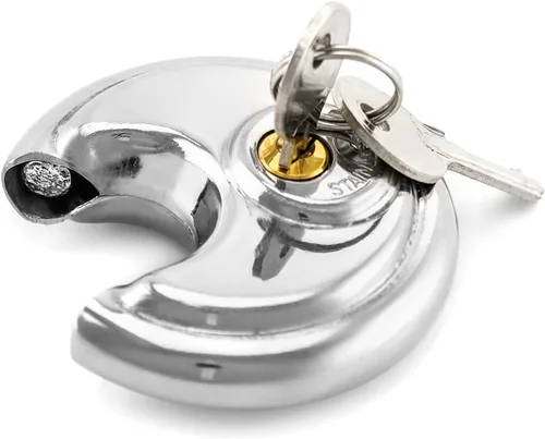 Vista 5 de QWORK Cerraduras de disco, 1 paquete de cerraduras de almacenamiento de disco con llave de acero resistente para unidad de almacenamiento, remolques