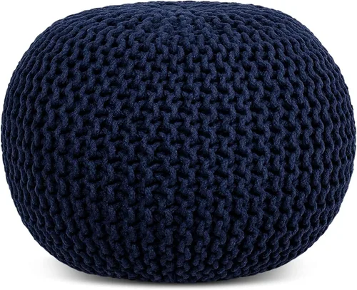 Vista 20 de FRELISH DECOR - Puf redondo otomano tejido a mano, 100% algodón, puf de punto, silla de suelo para sala de estar, reposapiés de dormitorio para sofá