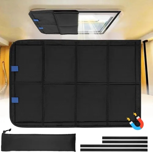 Vista 5 de Persiana para Ventana de Claraboya de RV, 23 ¼" (L) x 15 ¼" (A), Cubierta Opaca Plegable con Imán para RV, Protección contra Rayos UV, Cubierta
