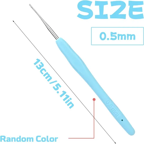 Vista 2 de Gancho de ganchillo de 0,5 mm, mango ergonómico para manos con artritis, agujas de tejer extra largas para principiantes y lana para ganchillo