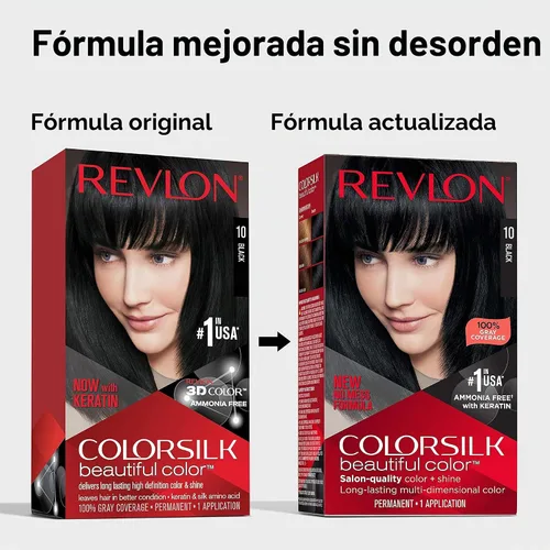 Vista 3 de Revlon Colorsilk - Tinte permanente para el cabello, con cobertura 100 % de las canas, sin amoniaco, queratina y aminoácidos, negro marrón 20, 4.4