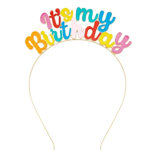 Vista 11 de CIEHER Diadema Corona de Cumpleaños Negra, Es Mi Cumpleaños Accesorios para el Cabello con Decoraciones de Feliz Cumpleaños para Mujeres y Niñas