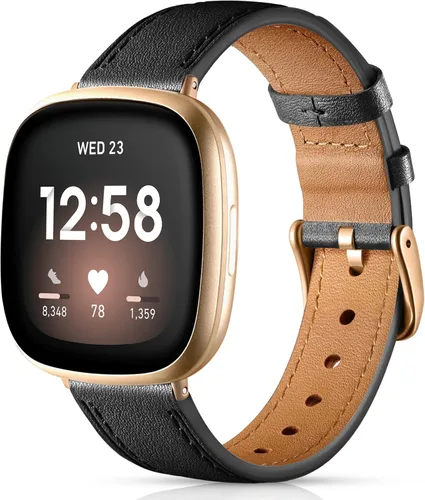 Vista 11 de Maledan Compatible con Fitbit Sense/Fitbit Versa 3 bandas para mujeres y hombres, correa de repuesto de cuero genuino de grano superior suave