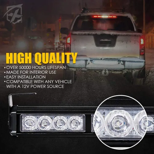 Vista 3 de Xprite - juego de luces de emergencia para vehículos, señalizador de tránsito, 7 modos, de 31.5 pulgadas, 24 luces led blancas y rojas
