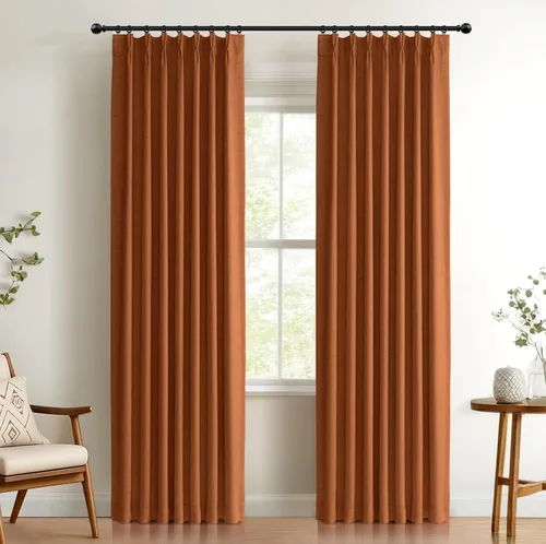 Vista 21 de 100% Blackout Shield Cortinas opacas con textura y aspecto de lino de 72 pulgadas de largo, juego de 2 paneles de cortinas opacas de lino sintético