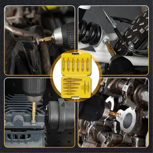 Vista 8 de TOPEC Juego de Extractor de Tornillos Pequeños, 13 Piezas Herramienta de Extracción de Tornillos Dañados, Kit HSS 6542 Easy Out para Sujetadores