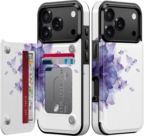 Vista 1318 de LETO para iPhone 15 Pro Funda tipo cartera - Tapa tipo folio con patada - Diseños de moda - Tarjetero - Funda protectora para mujeres y niñas - 6.1