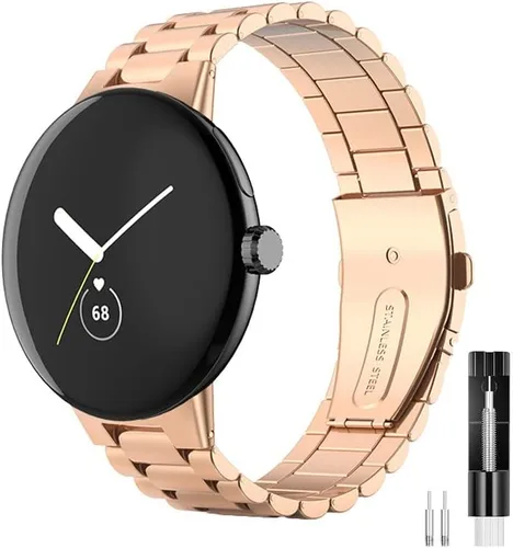 Vista 9 de FitTurn Correas compatibles con Google Pixel Watch 2/Pixel Watch Metal Acero Inoxidable Correa de reloj de repuesto clásico duradero de enlace