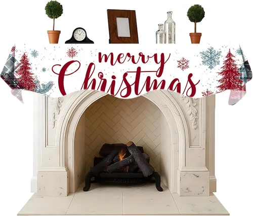Vista 7 de Bufanda de mantel de Navidad de 70 x 17 pulgadas, decoración para chimenea, bufanda, estantes, bufanda, corredor, decoración de día festivo