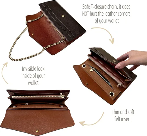 Vista 5 de Sarah Wallet Insert Purse Conversion Kit for Sarah Wallet with Gold Chain Sarah Wallet on Chain (90cm Gold Chain - Underarm Fit, Lime)