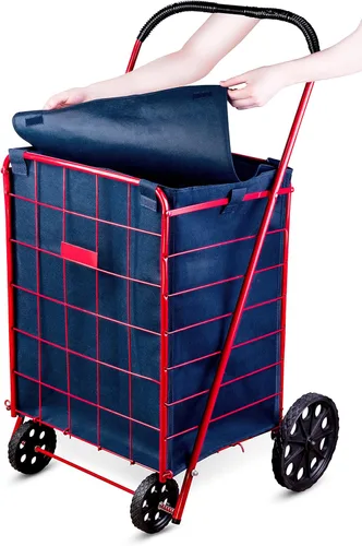 Vista 2 de Handy Laundry Forro para carrito de compras, 18 x 15 x 24 pulgadas, parte inferior cuadrada, se adapta al carrito de compras estándar, cubierta