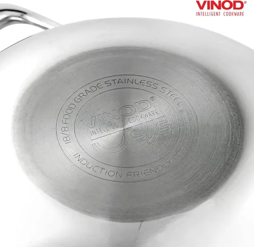 Vista 7 de Vinod Platinum Kadai Triply acero inoxidable Adecuado para cocina india, salsas, guisos, sopas Kadai profundo/extra profundo con tapa