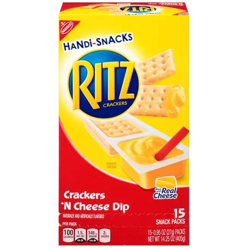 Ritz Crackers Handi-Snacks, Crackers and Cheese, caja de 15 unidades, 14.25 onzas (paquete de 4)