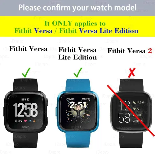 Vista 2 de Protector de pantalla para Fitbit Versa Lite Edition/Fitbit Versa Smart Watch [4 unidades] Vidrio templado, antiarañazos, sin burbujas, fácil