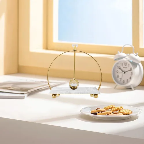 Vista 4 de UPKOCH Metal Napkin Holder with Weighted Arm, Modern Paper Hand Towel Holder for Kitchen and Dining Table, Gold Arc-shaped Iron Napkin Dispenser for