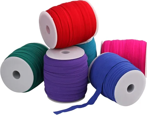 Vista 2 de Muka Cinta al bies de 109 yardas, cuerda plana elástica de 5/8 pulgadas para ropa, puños, ropa interior, manualidades, 01 blanco