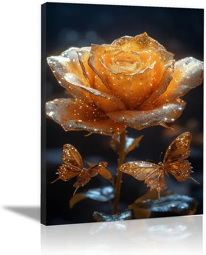 ZUMOOO Vintage Rose Canvas Wall Art, Vintage Art Canvas,For Bedroom Living Room Corridor, Wall Art, Wall Decor, Spring Decor, Room Decoration -
