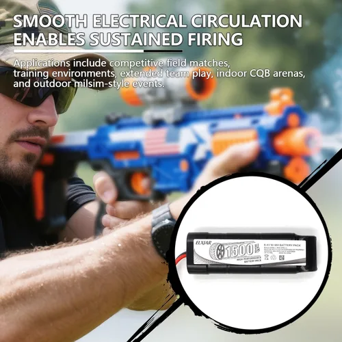 Vista 5 de Paquete de 2 baterías NiMH planas de Airsoft de 8.4 V 1500 mAh con mini conector Tamiya y cargador de equilibrio compatible con pistolas de Airsoft
